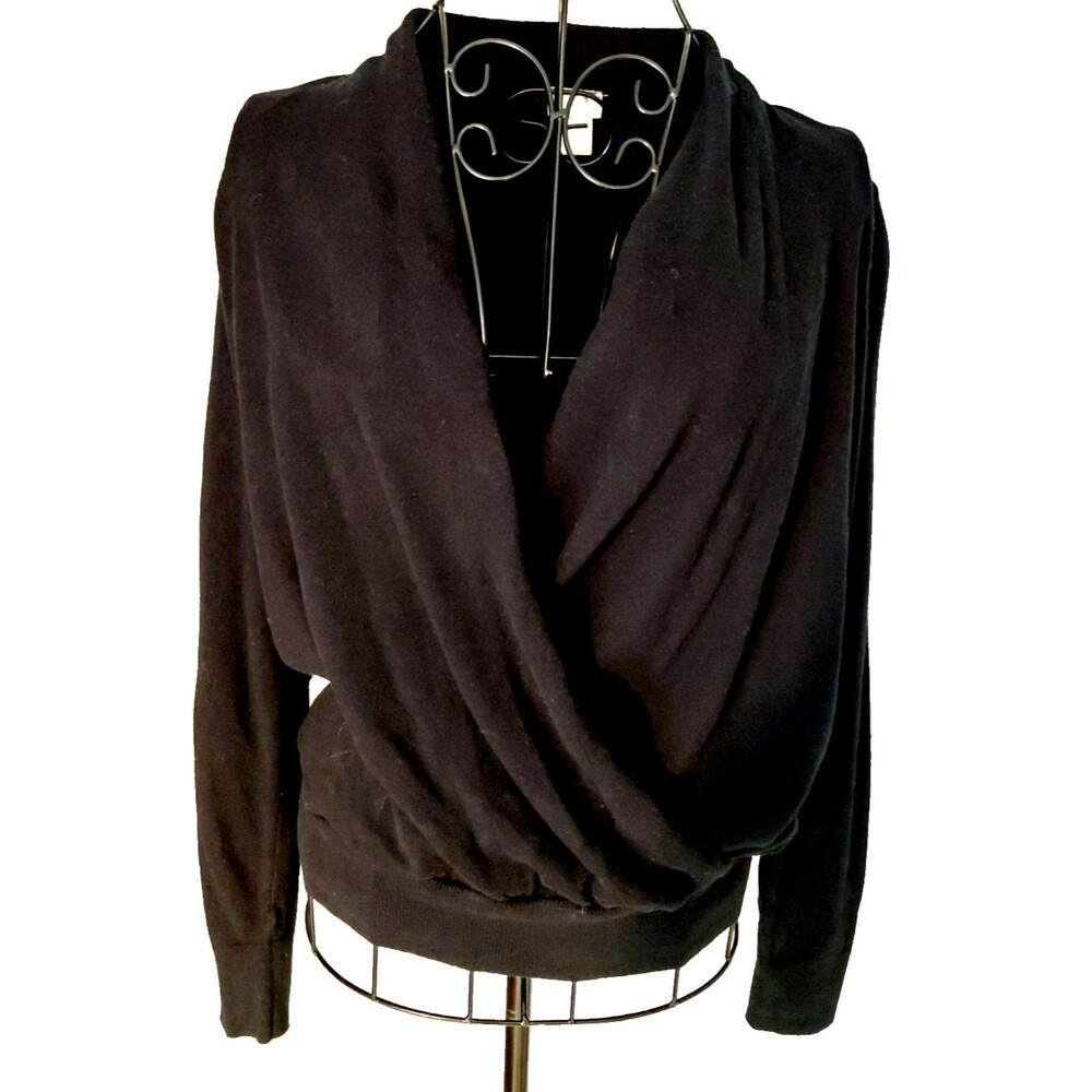 Chicos Zenergy Wrap Sweater Sz 0 (S) Soft Gathered Black